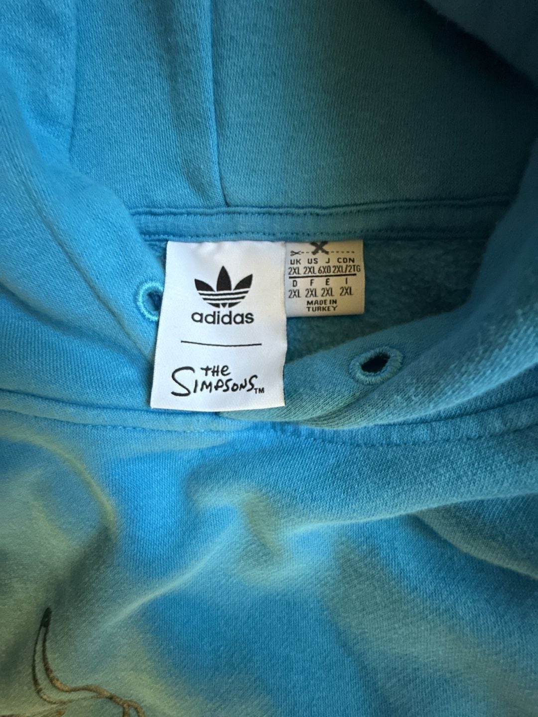Adidas The Simpsons Squishee Hoodie Size 2XL Blue Fleece 3