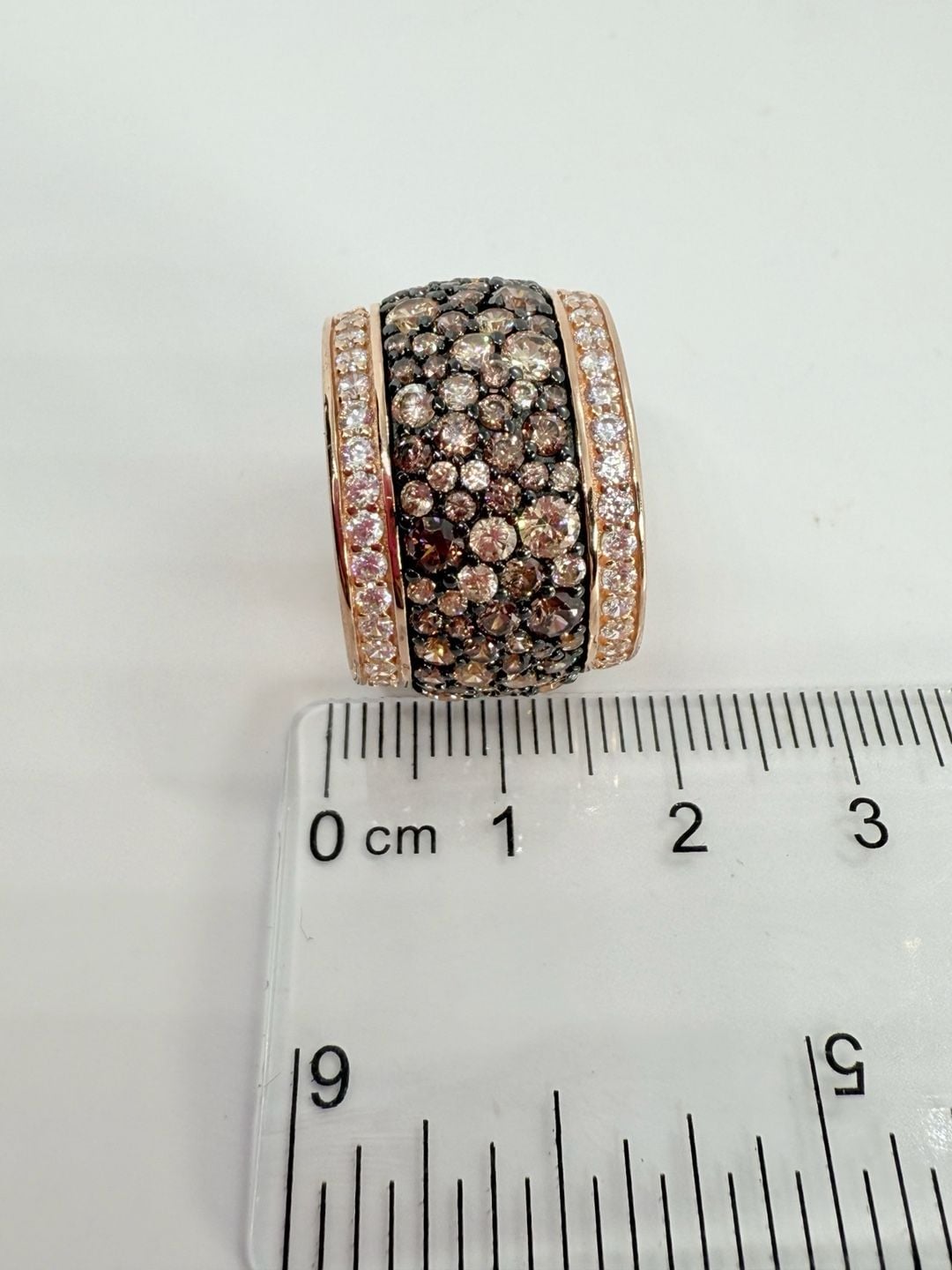 Le Vian Inspired Multi-Stone Pave Wide Band Ring 925 Rose Gold Tone 8