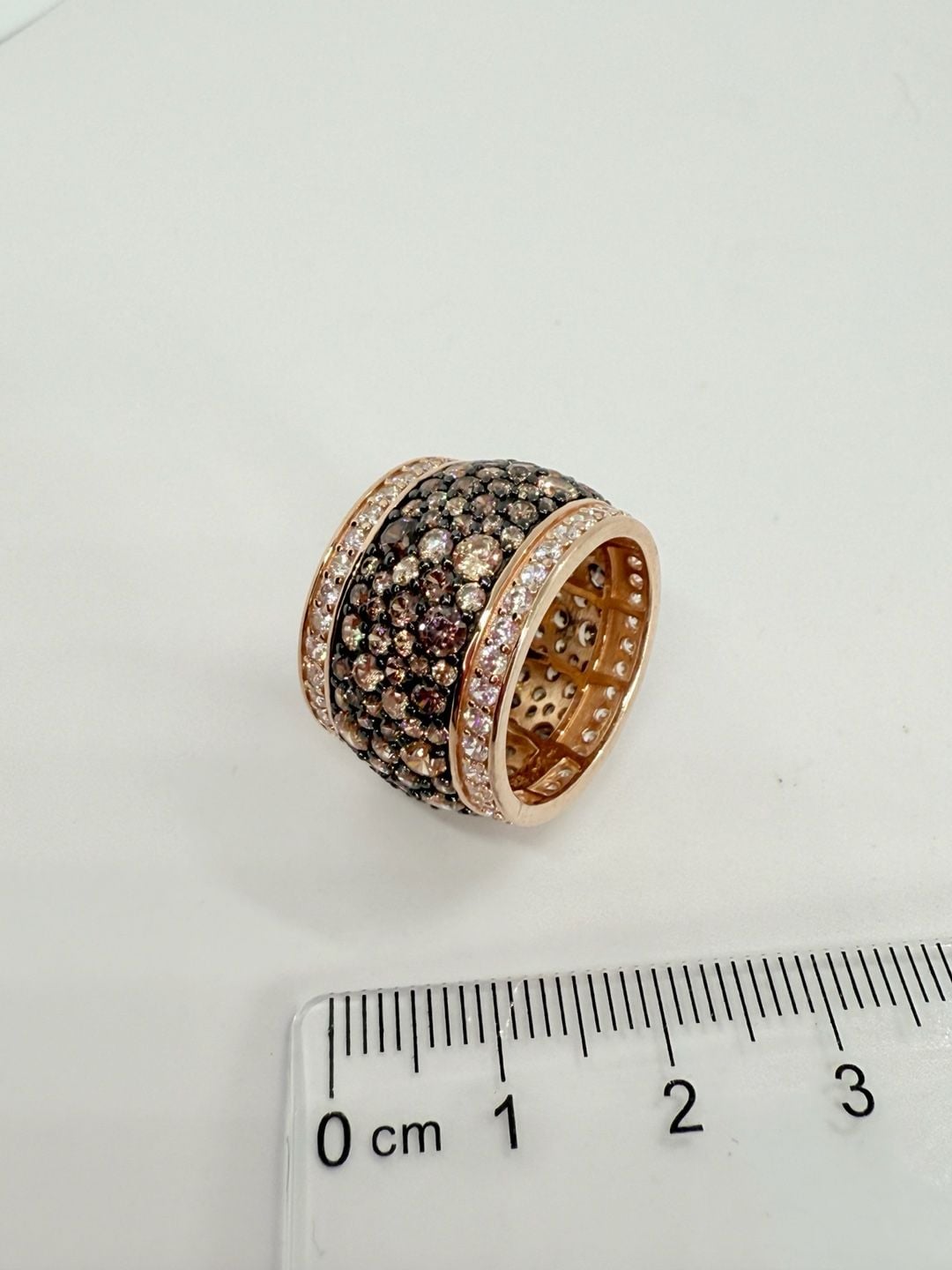Le Vian Inspired Multi-Stone Pave Wide Band Ring 925 Rose Gold Tone 9