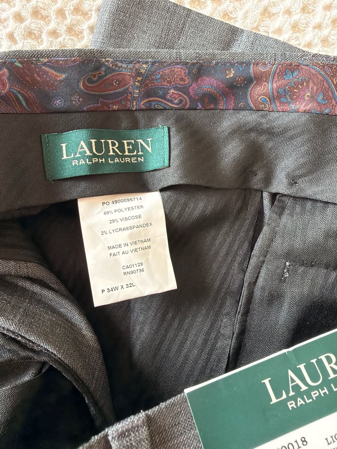 NWT Lauren Ralph Lauren Men’s 34x32 UltraFlex Plaid Dress Pants Bundle Grey & Navy 10
