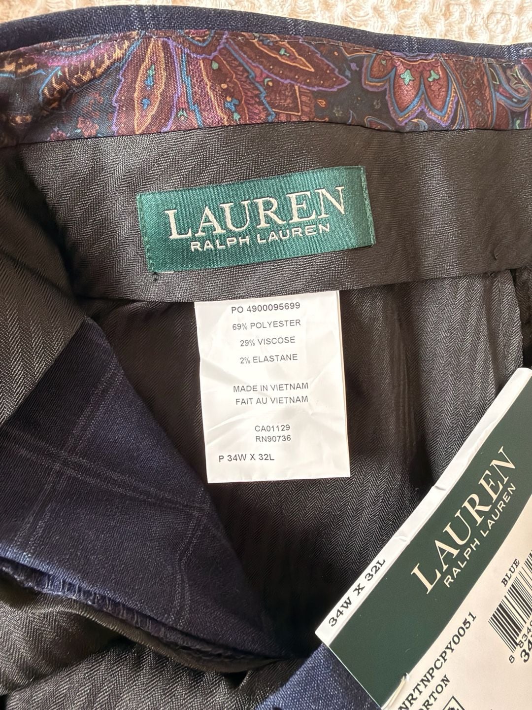 NWT Lauren Ralph Lauren Men’s 34x32 UltraFlex Plaid Dress Pants Bundle Grey & Navy 11