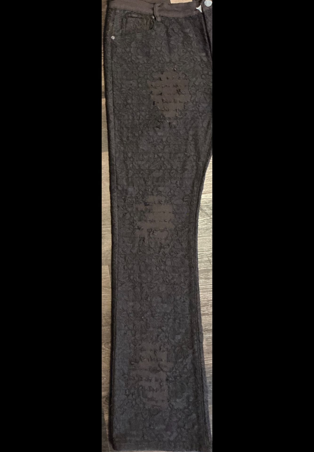 Armor Jeans Brown Stacked Flare Textured Distressed Denim 5