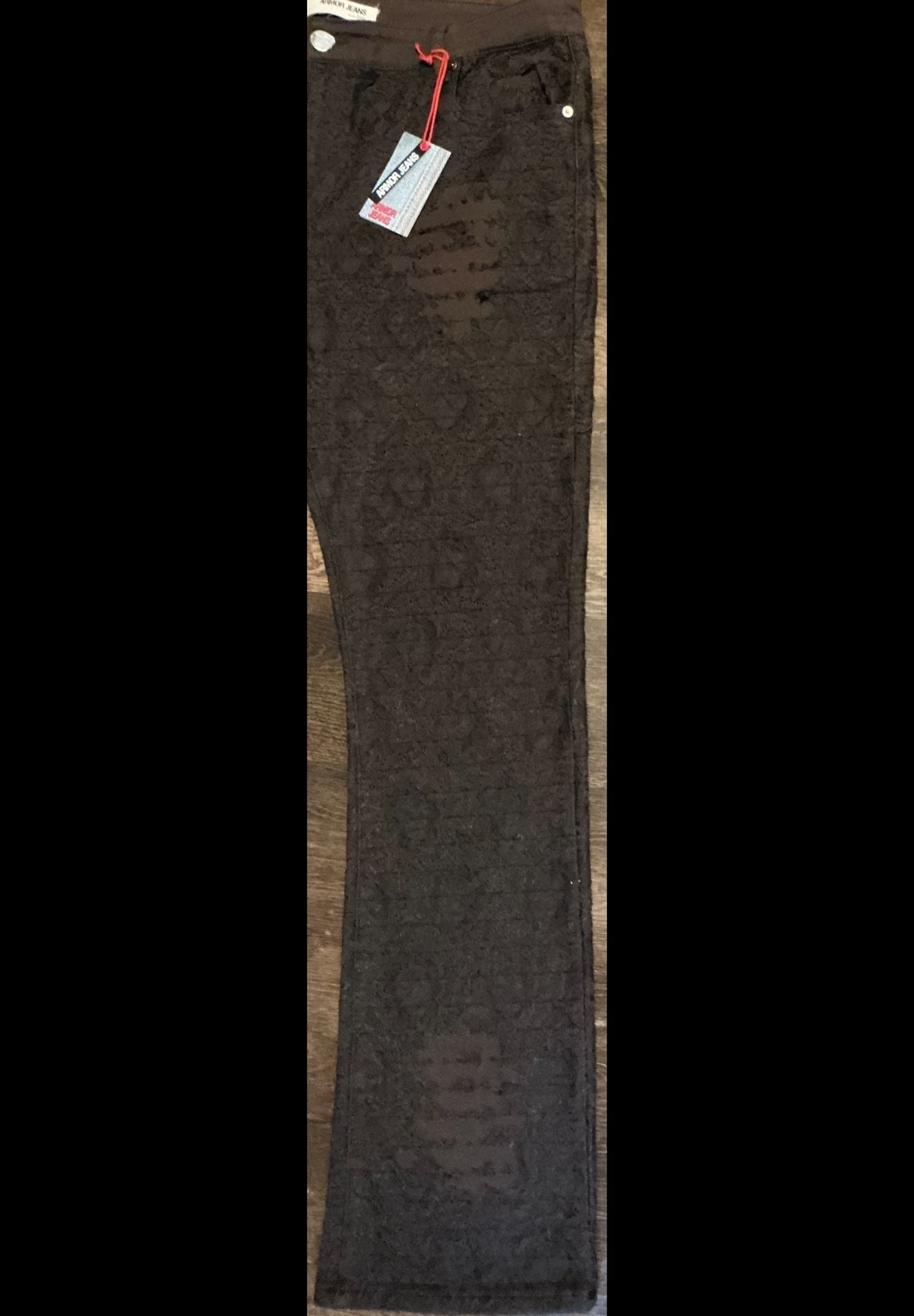 Armor Jeans Brown Stacked Flare Textured Distressed Denim 6