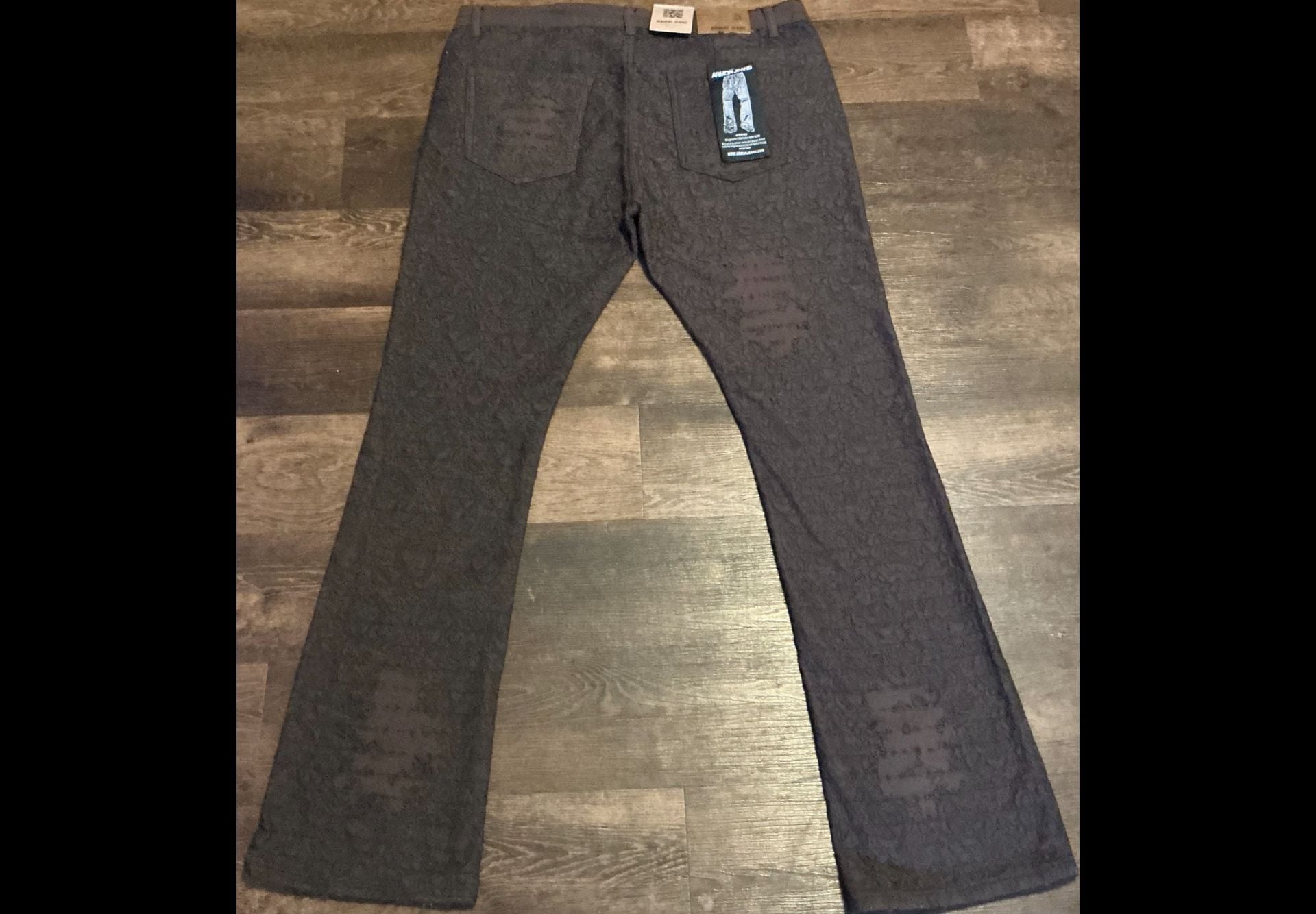 Armor Jeans Brown Stacked Flare Textured Distressed Denim 7