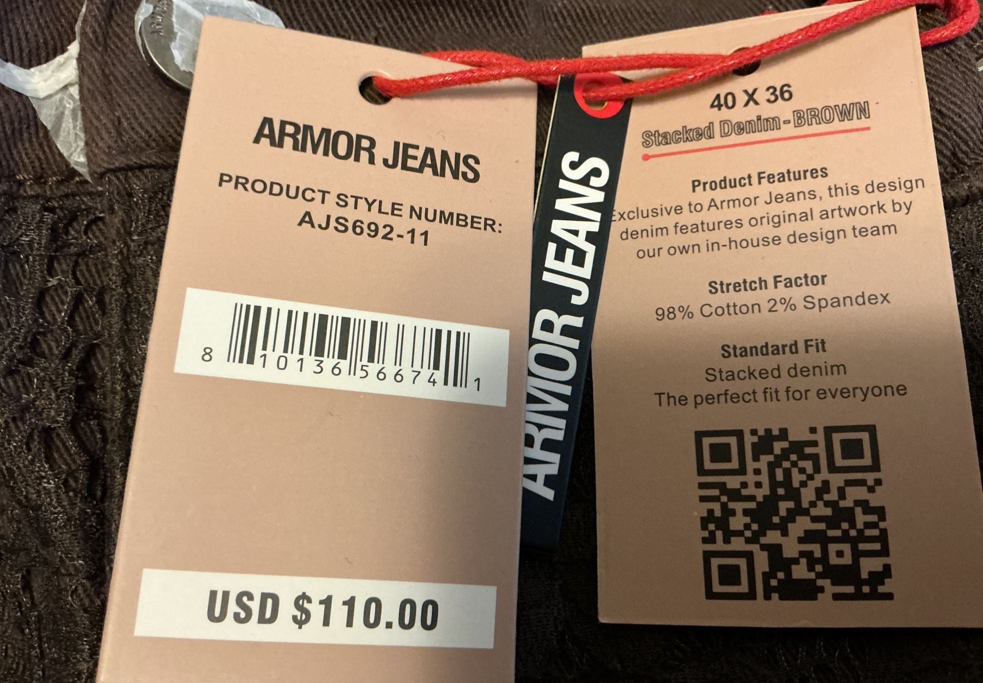Armor Jeans Brown Stacked Flare Textured Distressed Denim 11