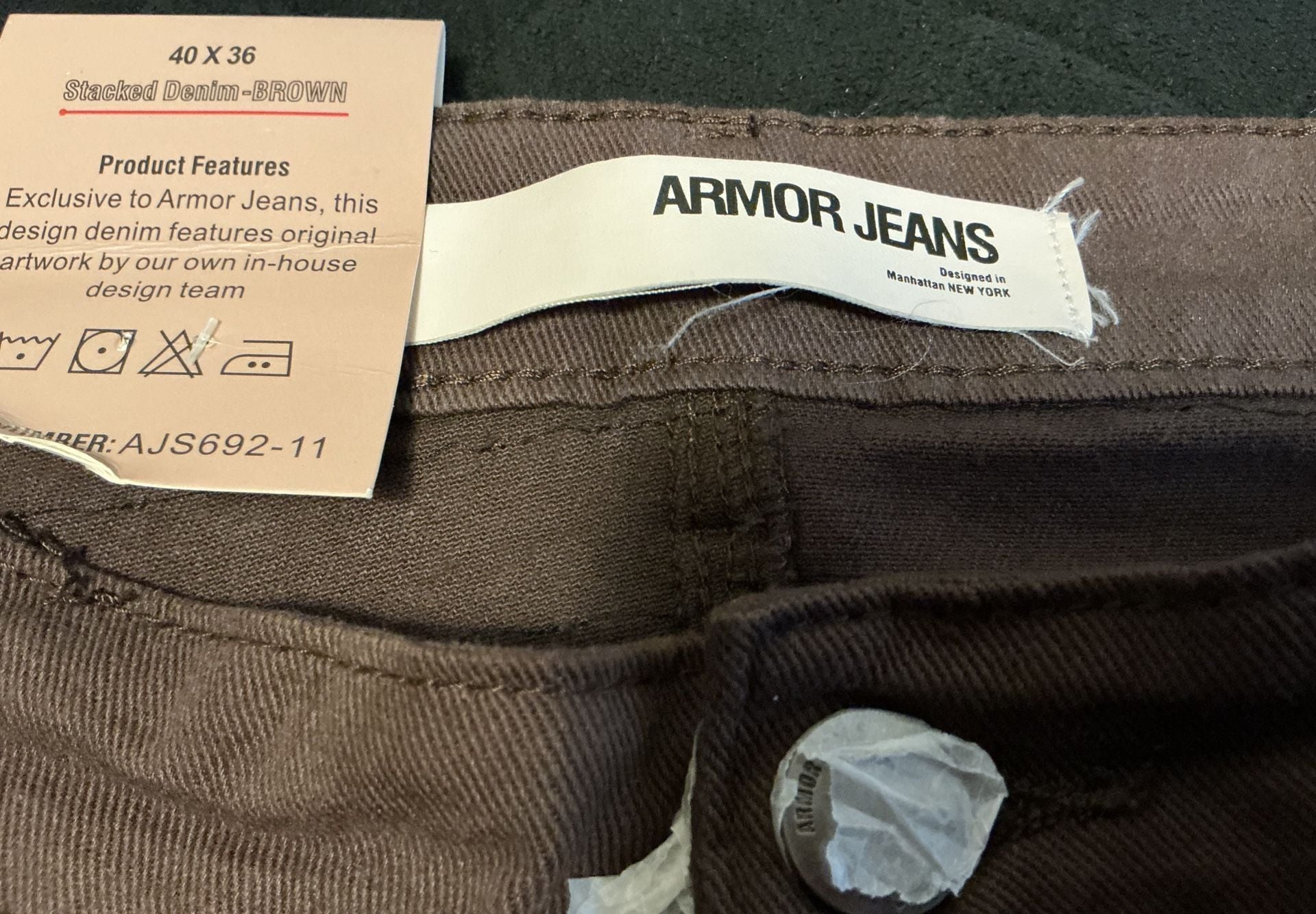 Armor Jeans Brown Stacked Flare Textured Distressed Denim 12