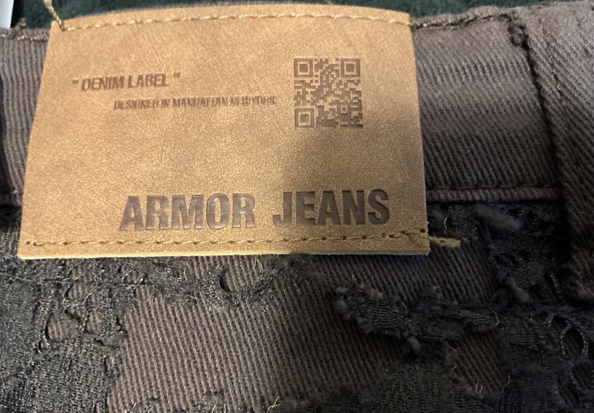Armor Jeans Brown Stacked Flare Textured Distressed Denim 13