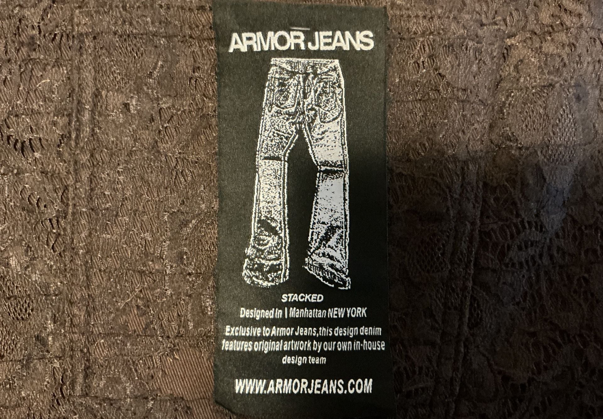 Armor Jeans Brown Stacked Flare Textured Distressed Denim 14