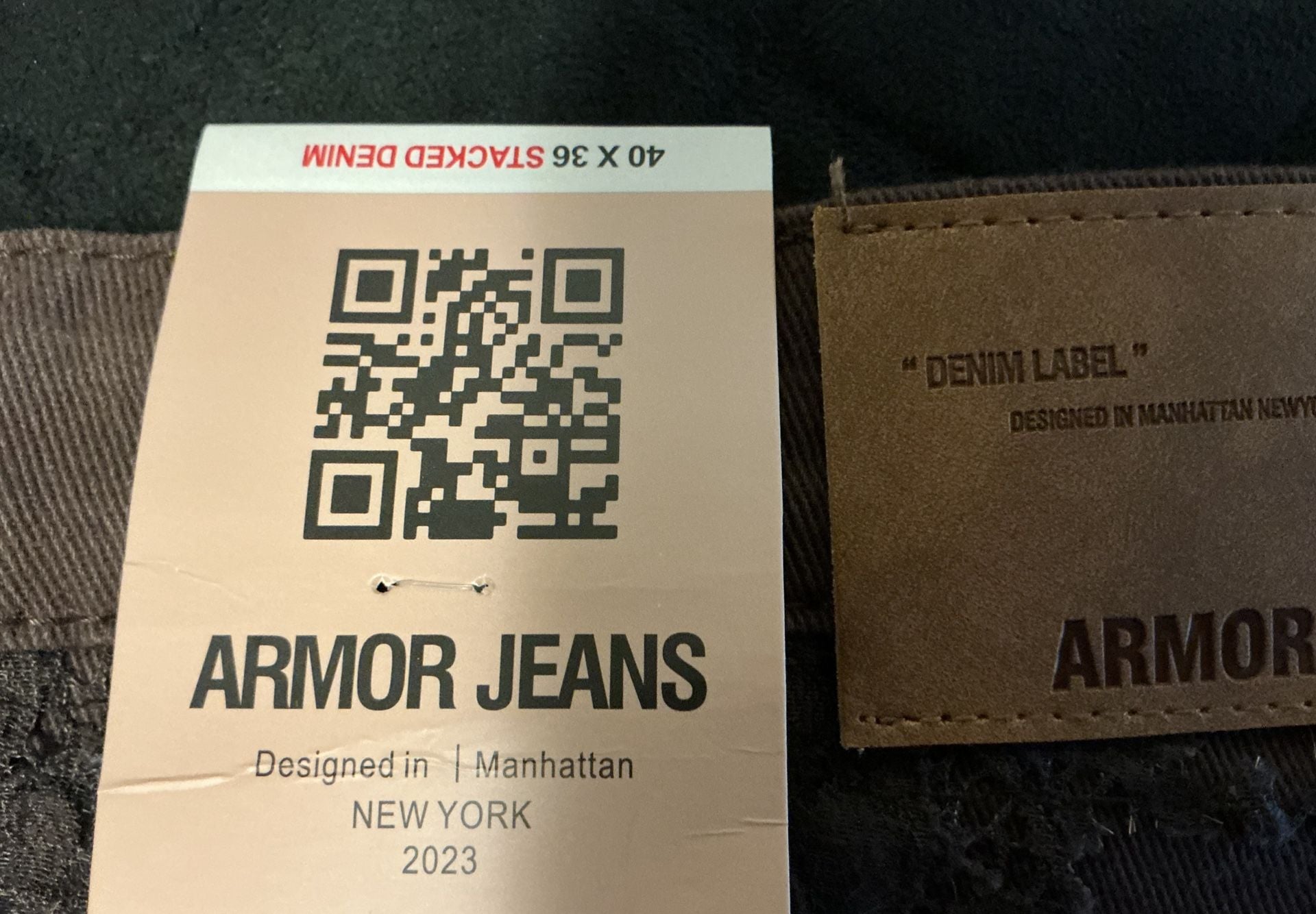 Armor Jeans Brown Stacked Flare Textured Distressed Denim 15