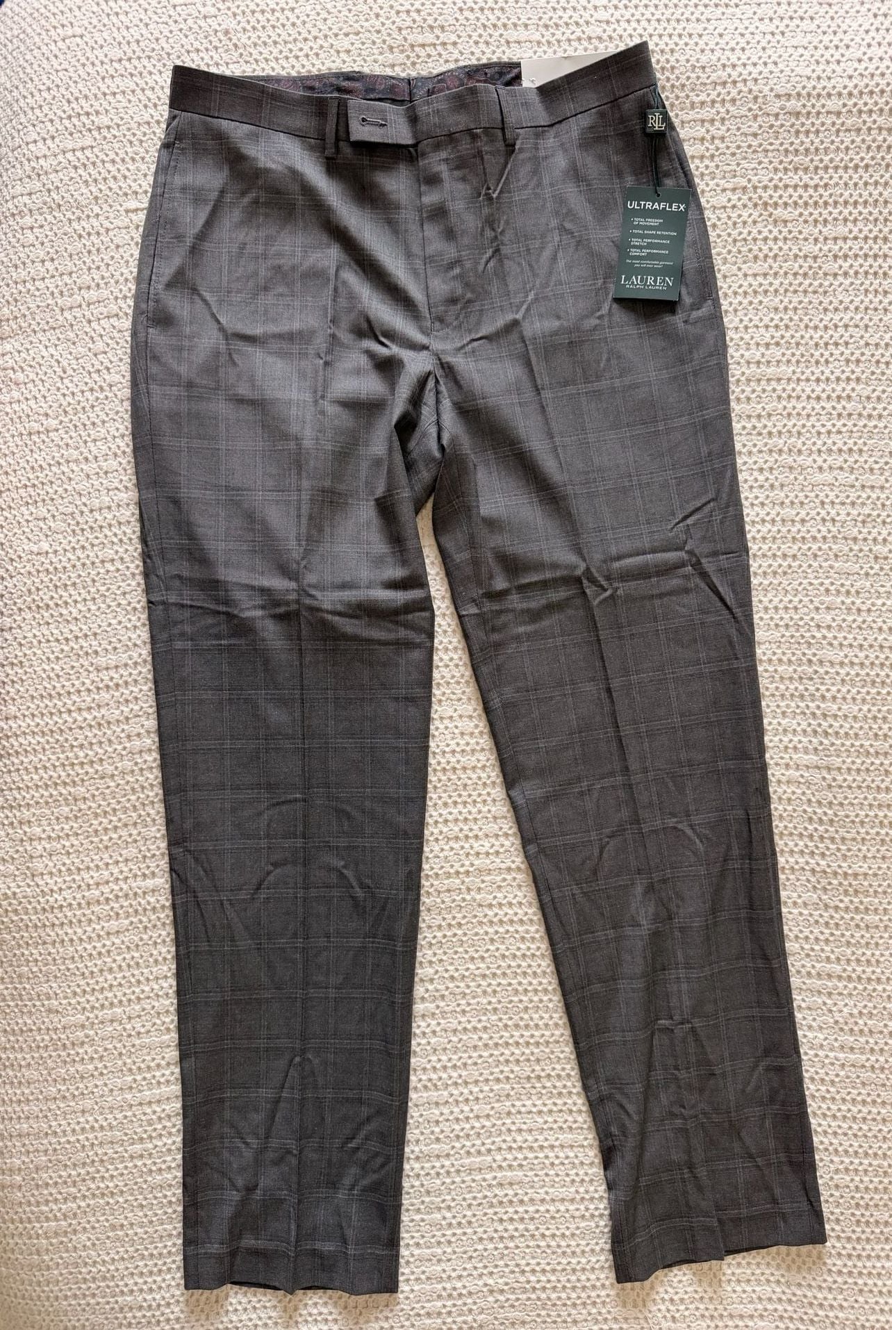 NWT Lauren Ralph Lauren Men’s 34x32 UltraFlex Plaid Dress Pants Bundle Grey & Navy 3