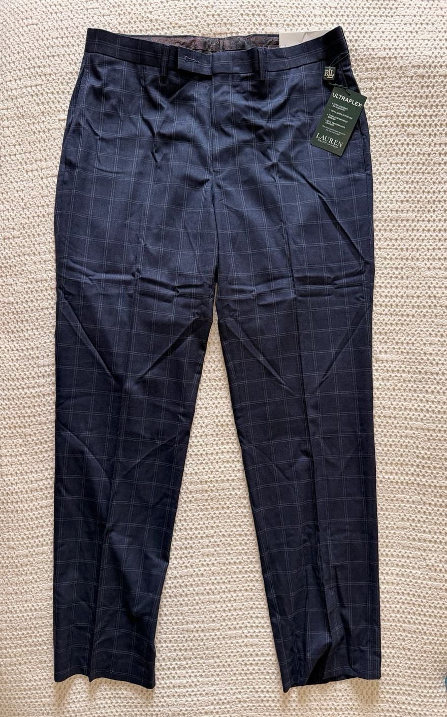 NWT Lauren Ralph Lauren Men’s 34x32 UltraFlex Plaid Dress Pants Bundle Grey & Navy 2