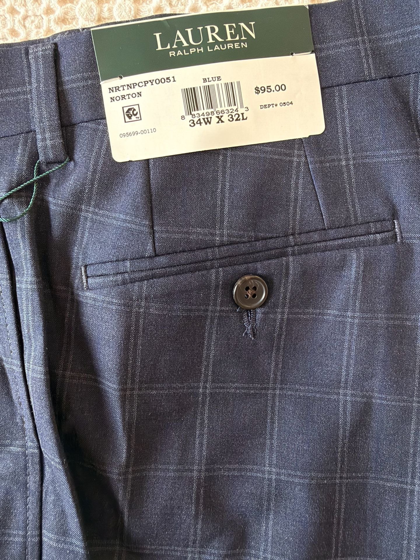 NWT Lauren Ralph Lauren Men’s 34x32 UltraFlex Plaid Dress Pants Bundle Grey & Navy 7