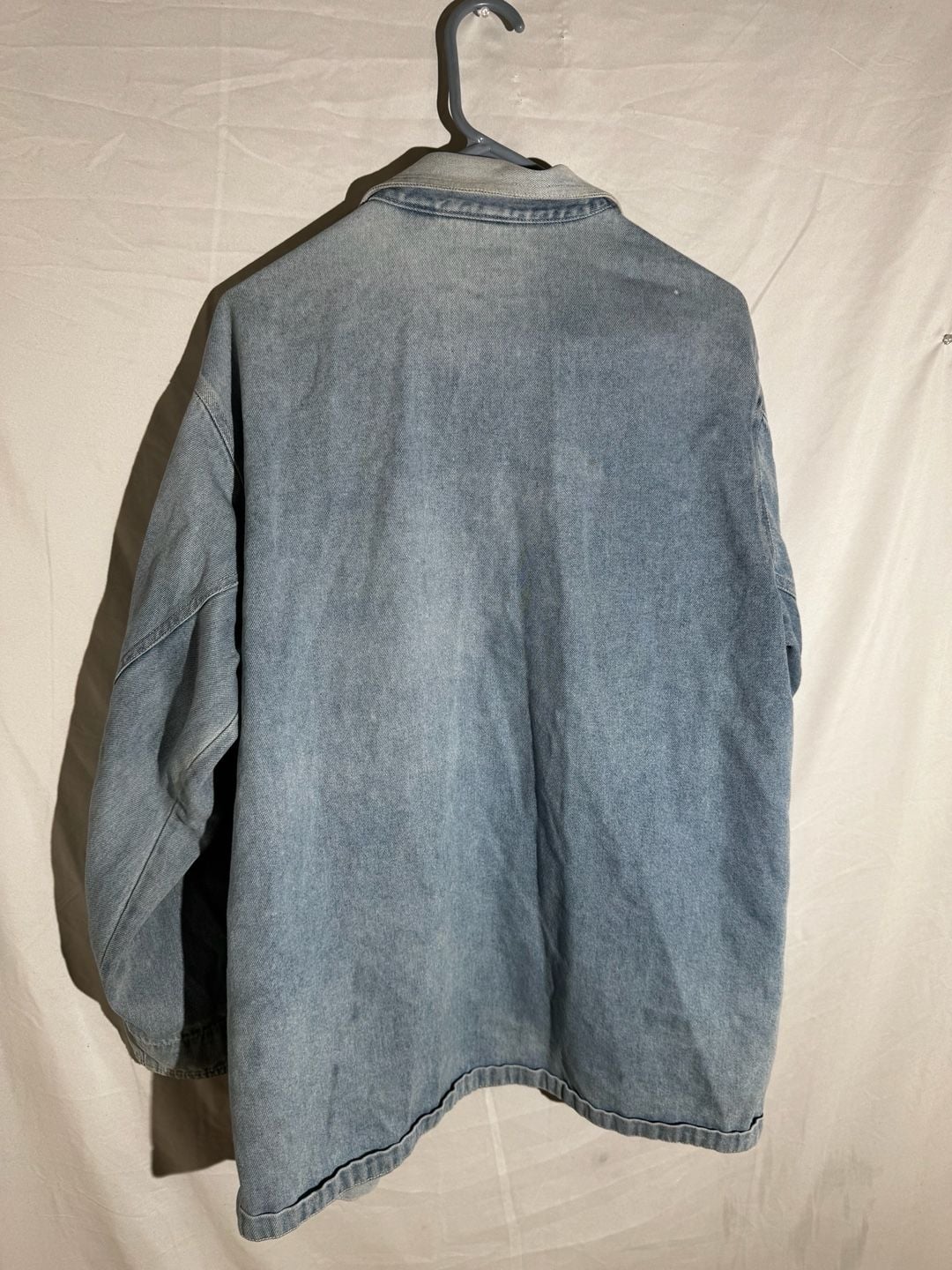 Ignite Mens Jacket Denim Chore Coat Cotton Pockets Light Blue Large 10