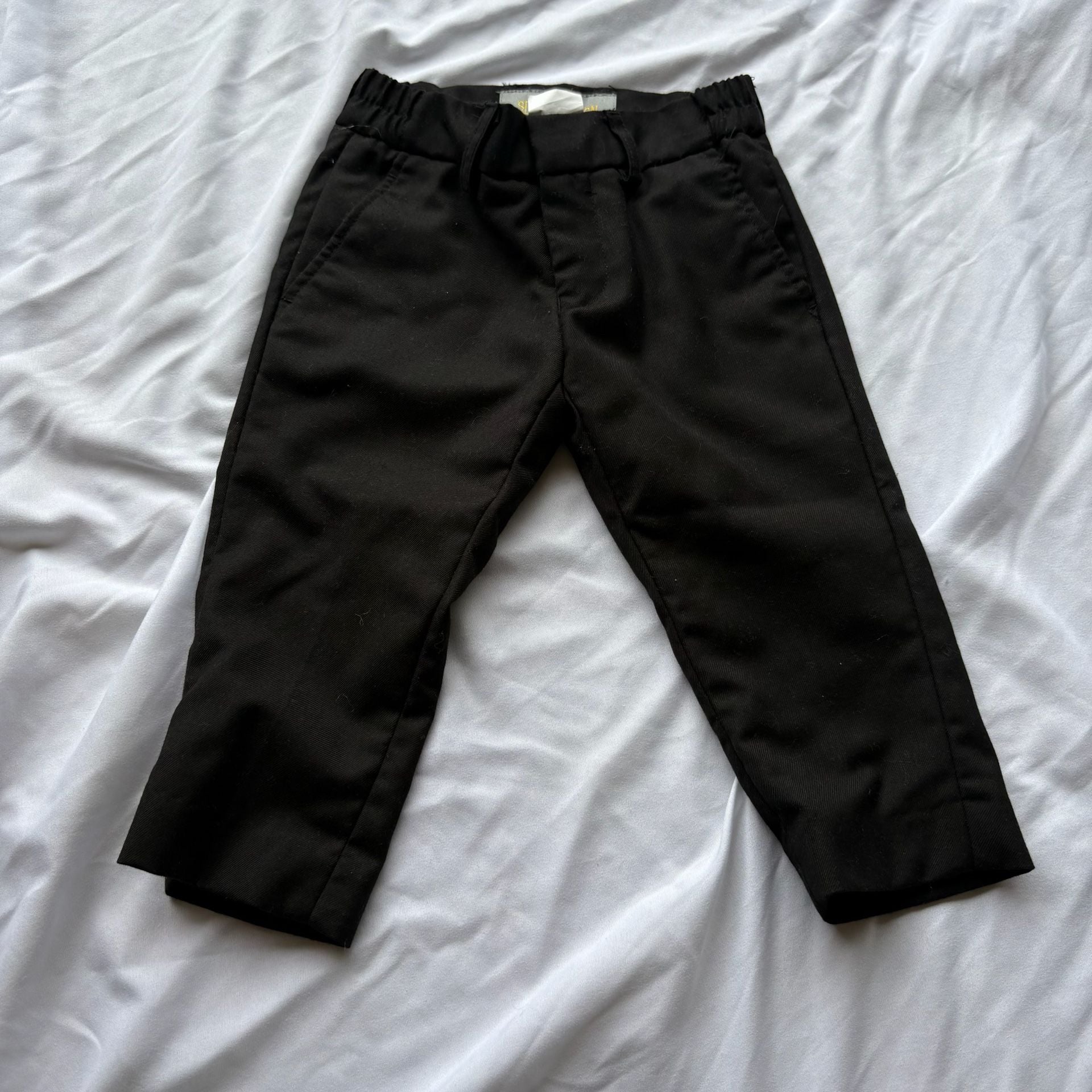 The Children's Place White Button Down Shirt and Black Pants Set 18M 2