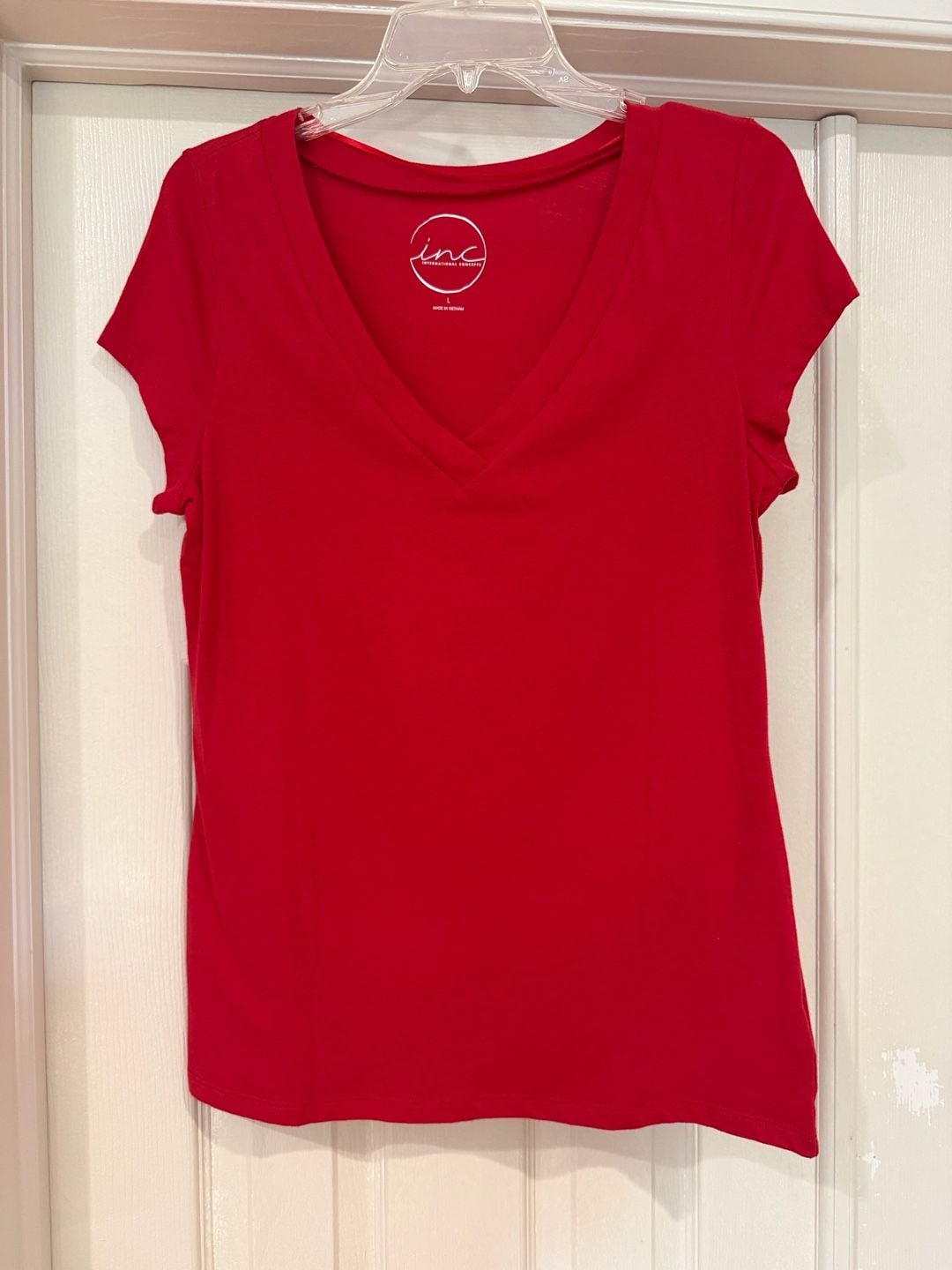 inc International Concepts V-Neck Short Sleeve Tee Size L Red 3
