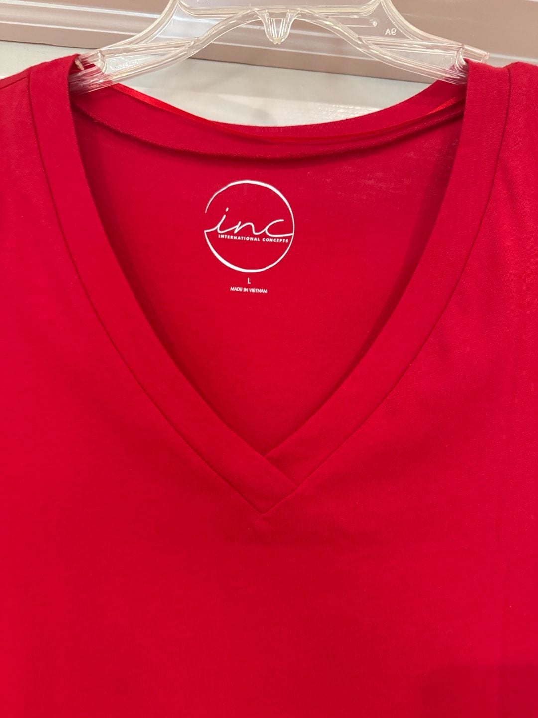 inc International Concepts V-Neck Short Sleeve Tee Size L Red 4