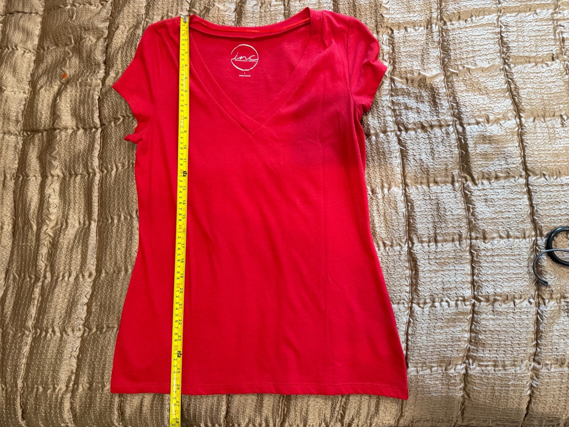 inc International Concepts V-Neck Short Sleeve Tee Size L Red 6