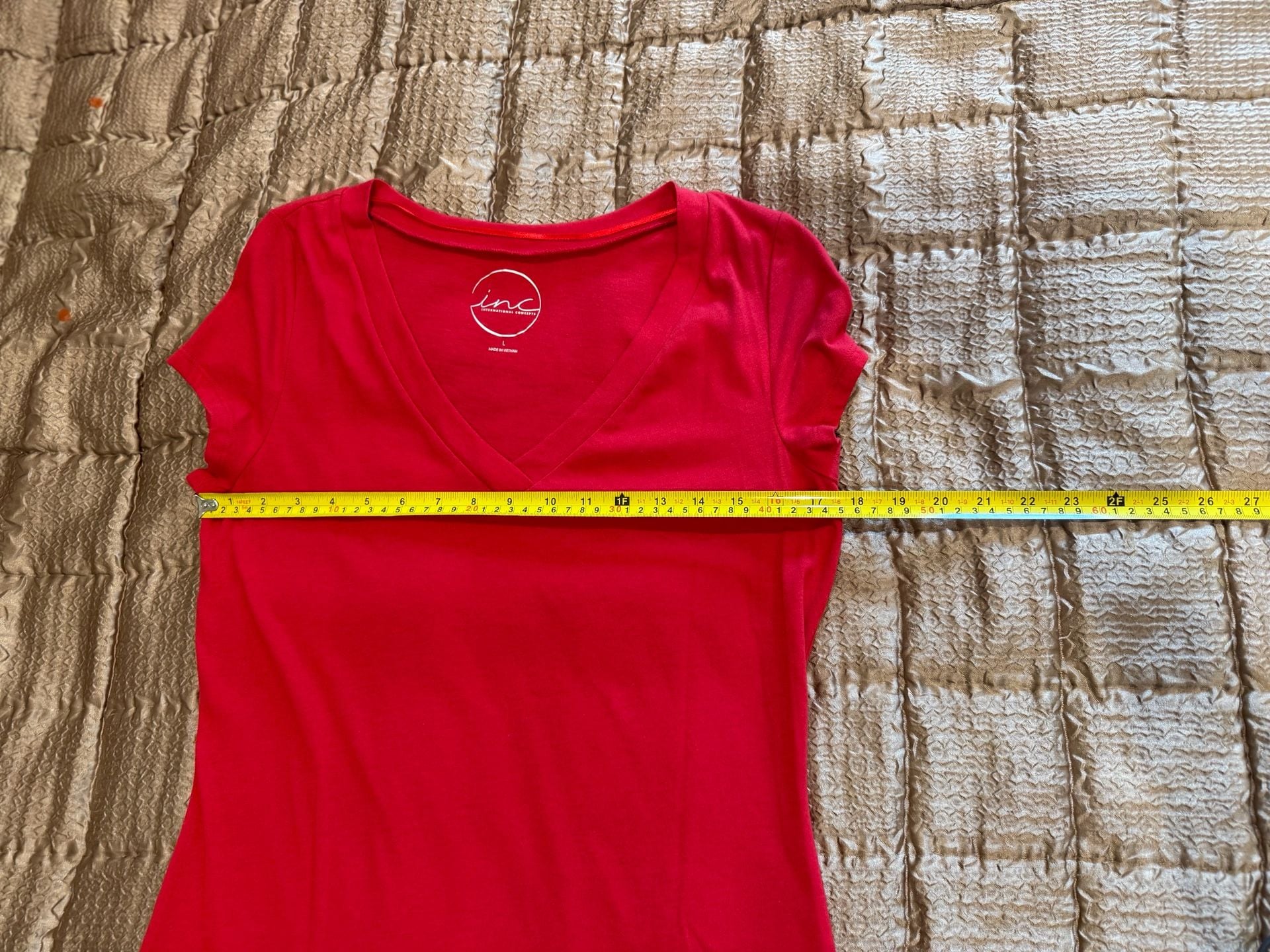inc International Concepts V-Neck Short Sleeve Tee Size L Red 7