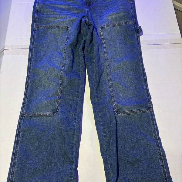 1822 Denim Carpenter Jeans Size 10 Blue Distressed Wide Leg Workwear