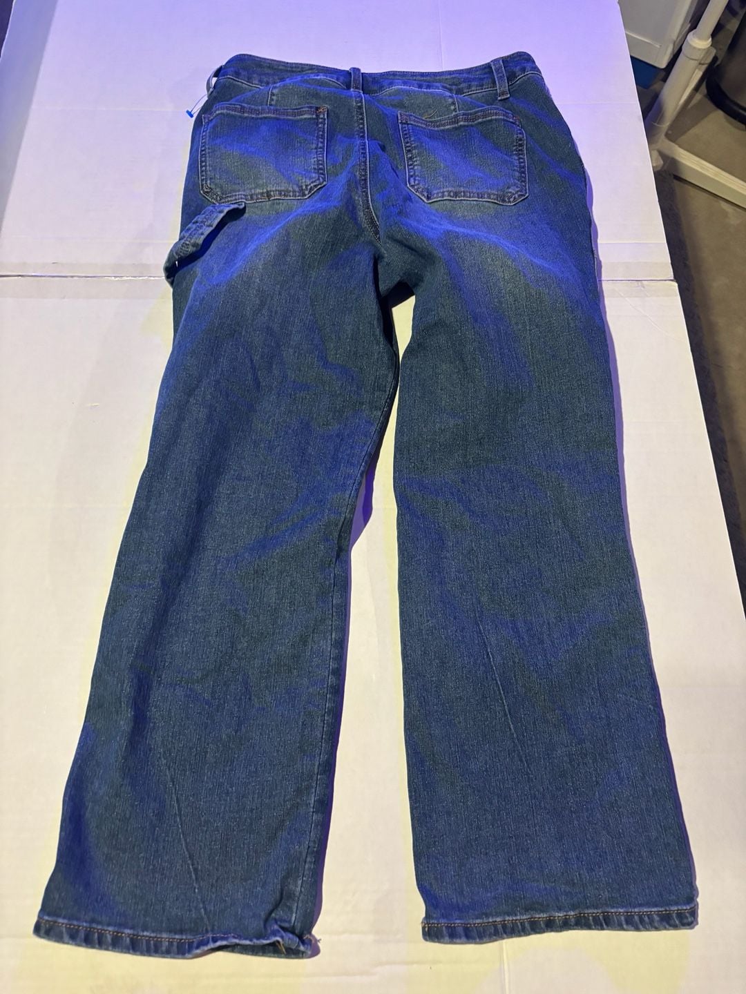1822 Denim Carpenter Jeans Size 10 Blue Distressed Wide Leg Workwear 6