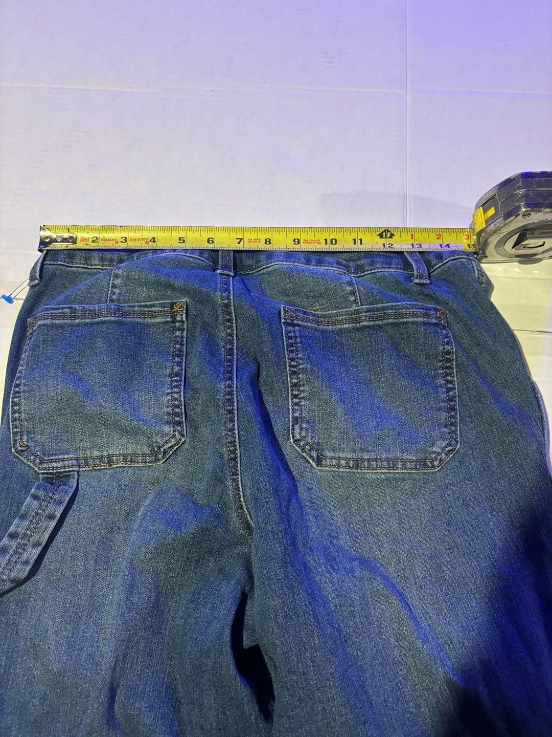 1822 Denim Carpenter Jeans Size 10 Blue Distressed Wide Leg Workwear 8