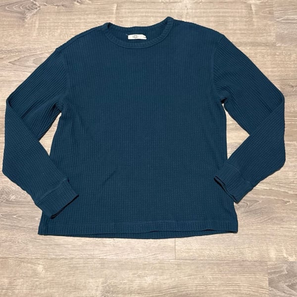 UGG Waffle Thermal Long Sleeve Crew Neck Size L Blue