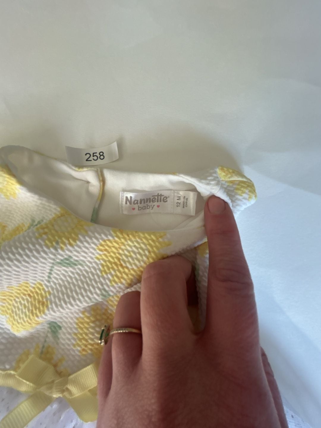 Nannette Baby Sunflower Dress Size 12M White Yellow Tulle 5