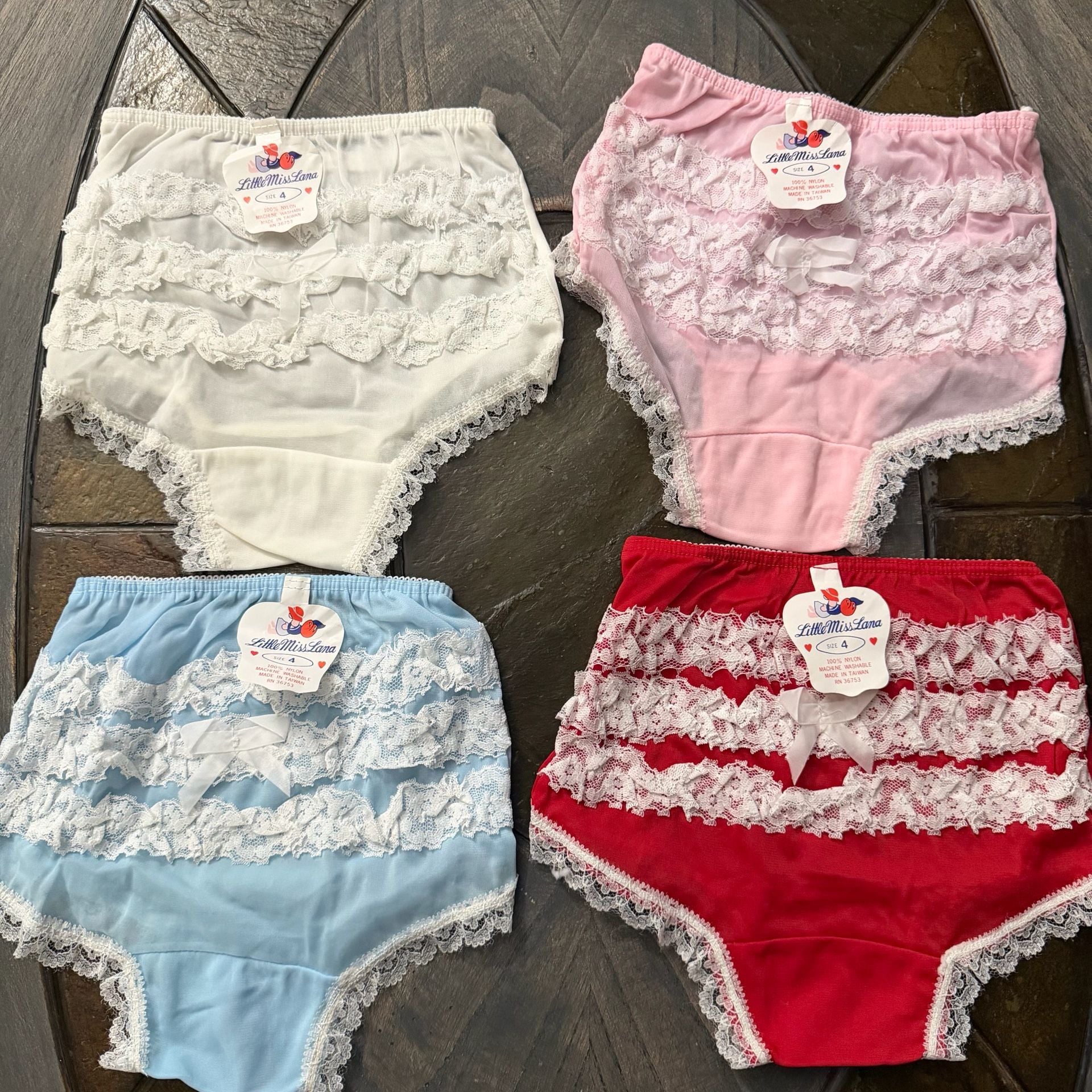 Little Miss Lana Ruffle Panties Size 4 Vintage Lot 1
