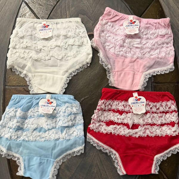 Little Miss Lana Ruffle Panties Size 4 Vintage Lot