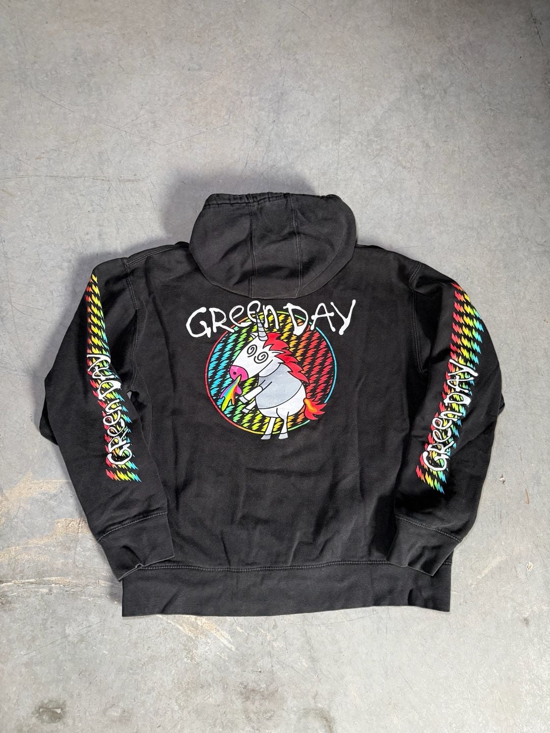 Y2K Green Day Unicorn Rainbow Hoodie Black 3