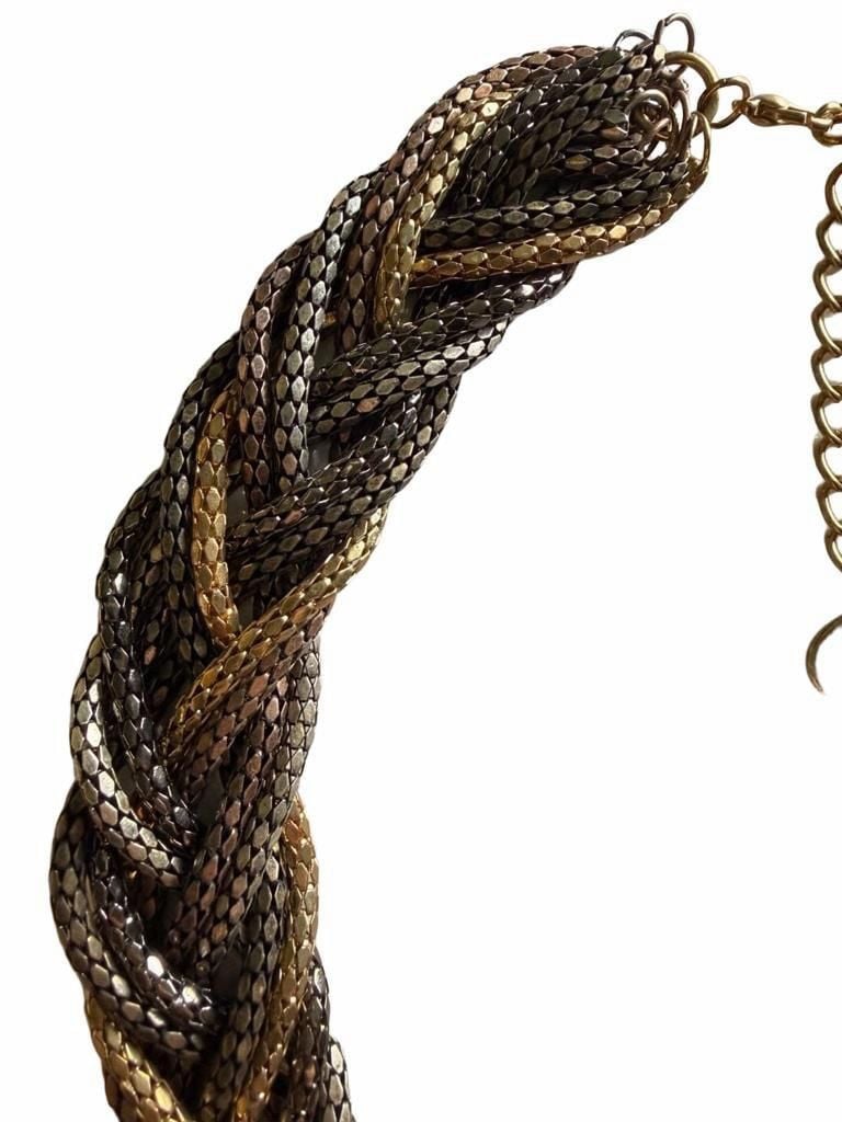 Paparazzi Multi Strand Metallic Braided Necklace 3