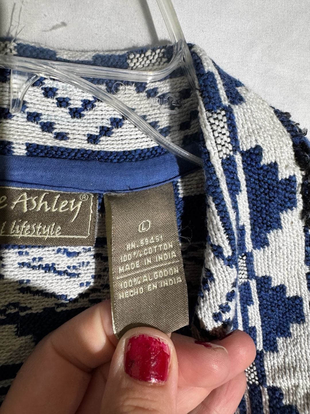 Jane Ashley Womens Jacket Tapestry Aztec Cotton Button Blue White Large 5