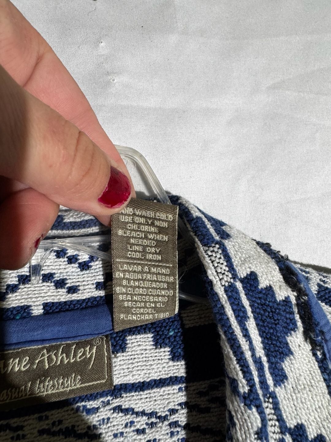 Jane Ashley Womens Jacket Tapestry Aztec Cotton Button Blue White Large 6