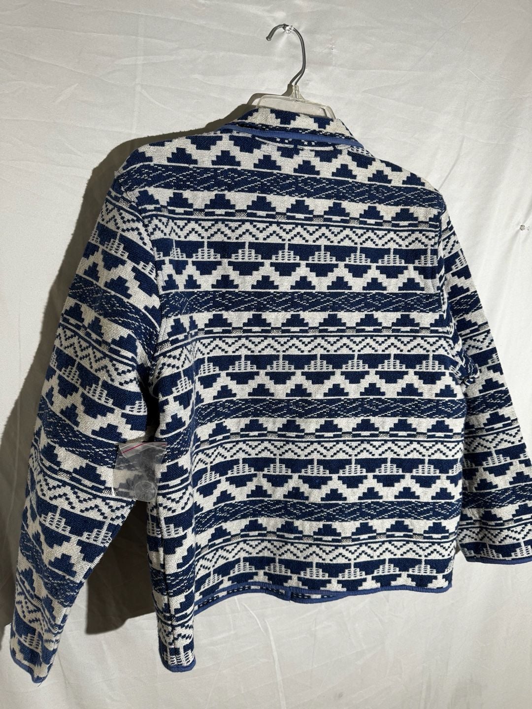Jane Ashley Womens Jacket Tapestry Aztec Cotton Button Blue White Large 7