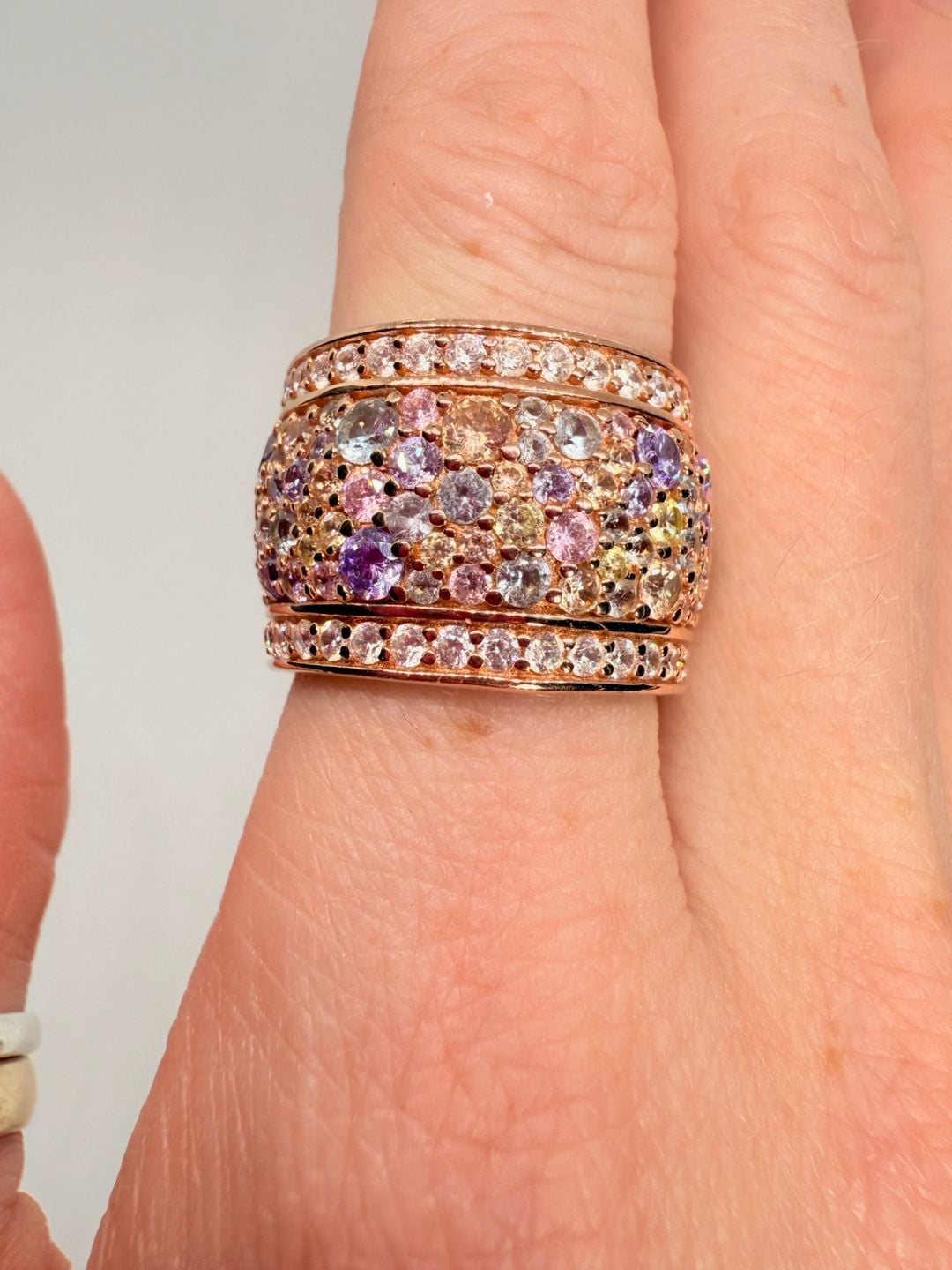 925 Sterling Silver Multi Color Topaz Encrusted Shiny Band Ring Sz 8 RG16329 6