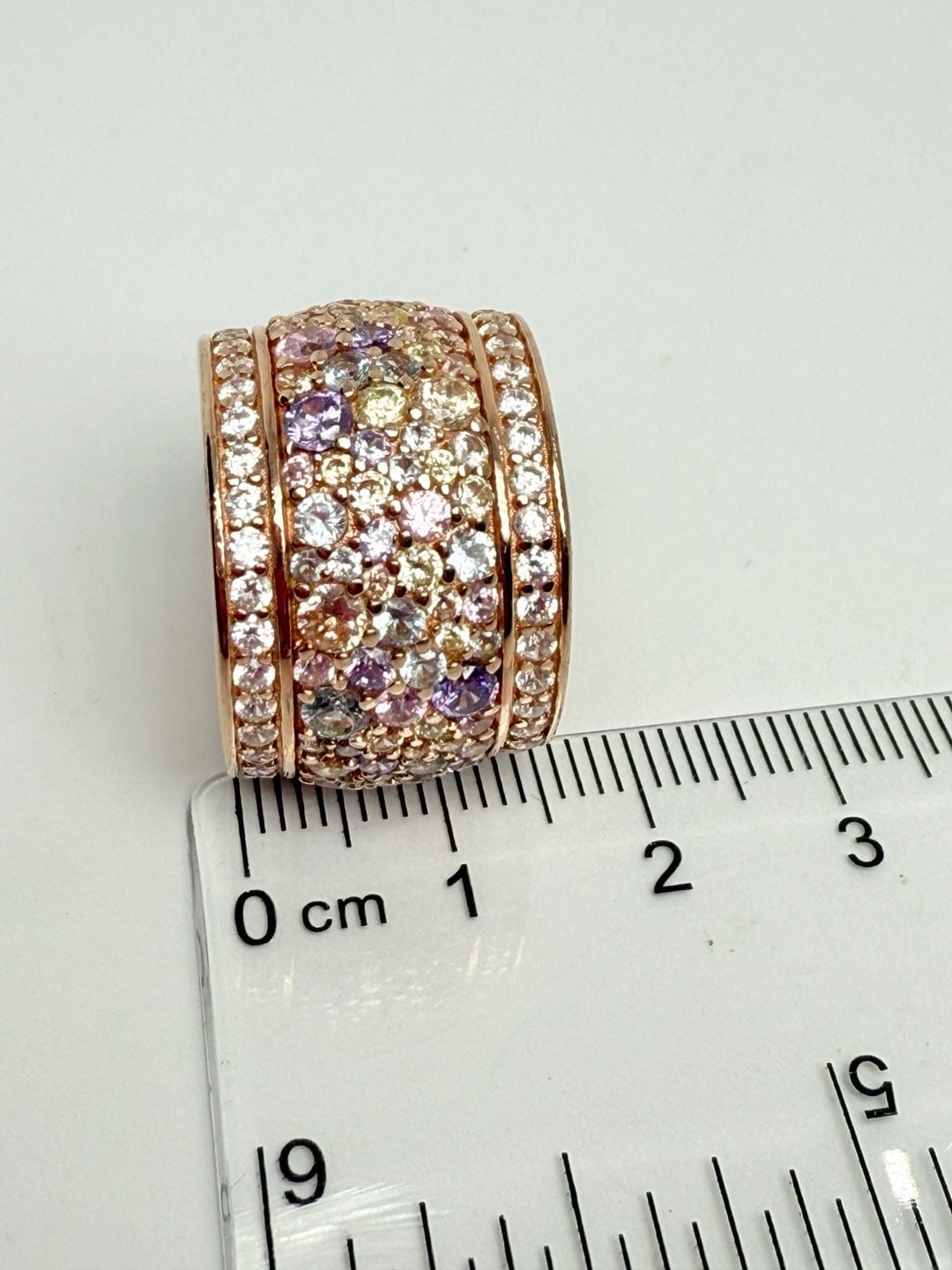 925 Sterling Silver Multi Color Topaz Encrusted Shiny Band Ring Sz 8 RG16329 7