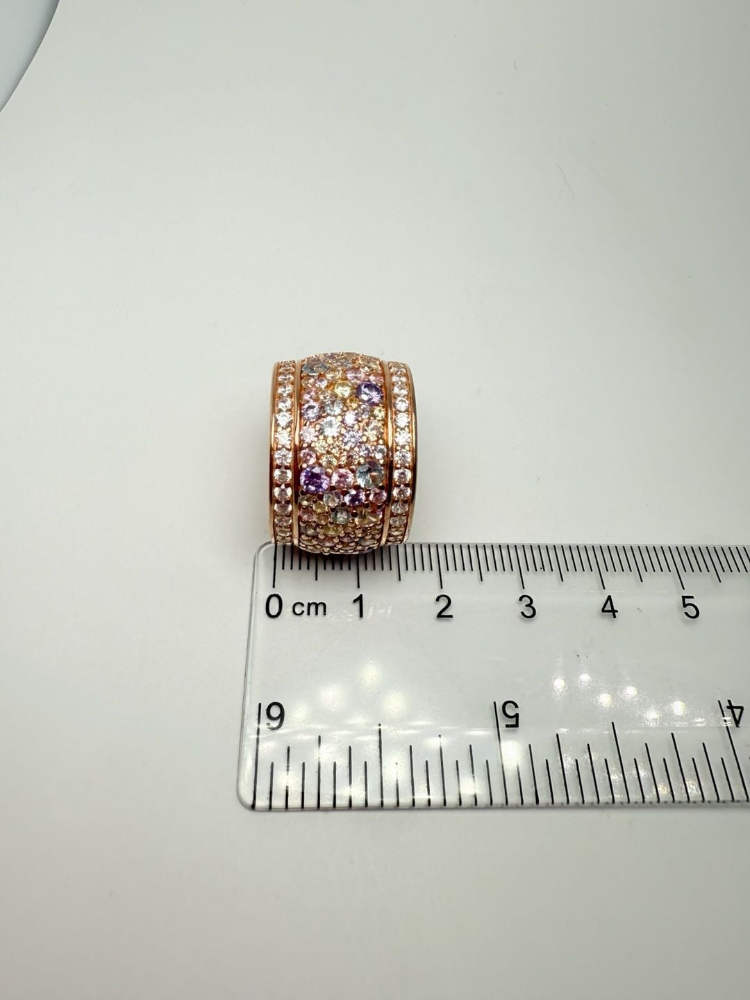925 Sterling Silver Multi Color Topaz Encrusted Shiny Band Ring Sz 8 RG16329 9