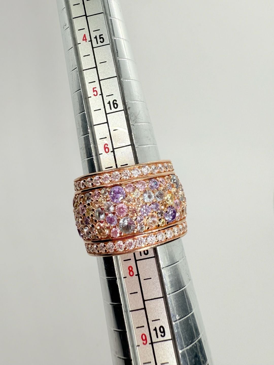 925 Sterling Silver Multi Color Topaz Encrusted Shiny Band Ring Sz 8 RG16329 12