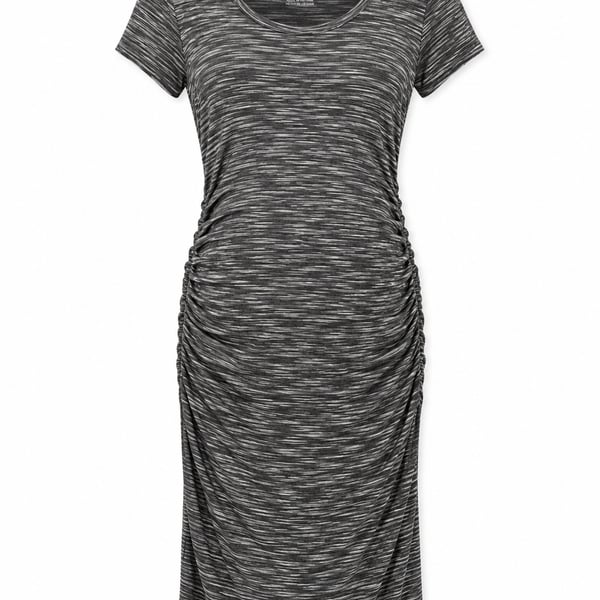 Liz Lange Maternity Dress Size S Black White Space Dye Ruched Bodycon