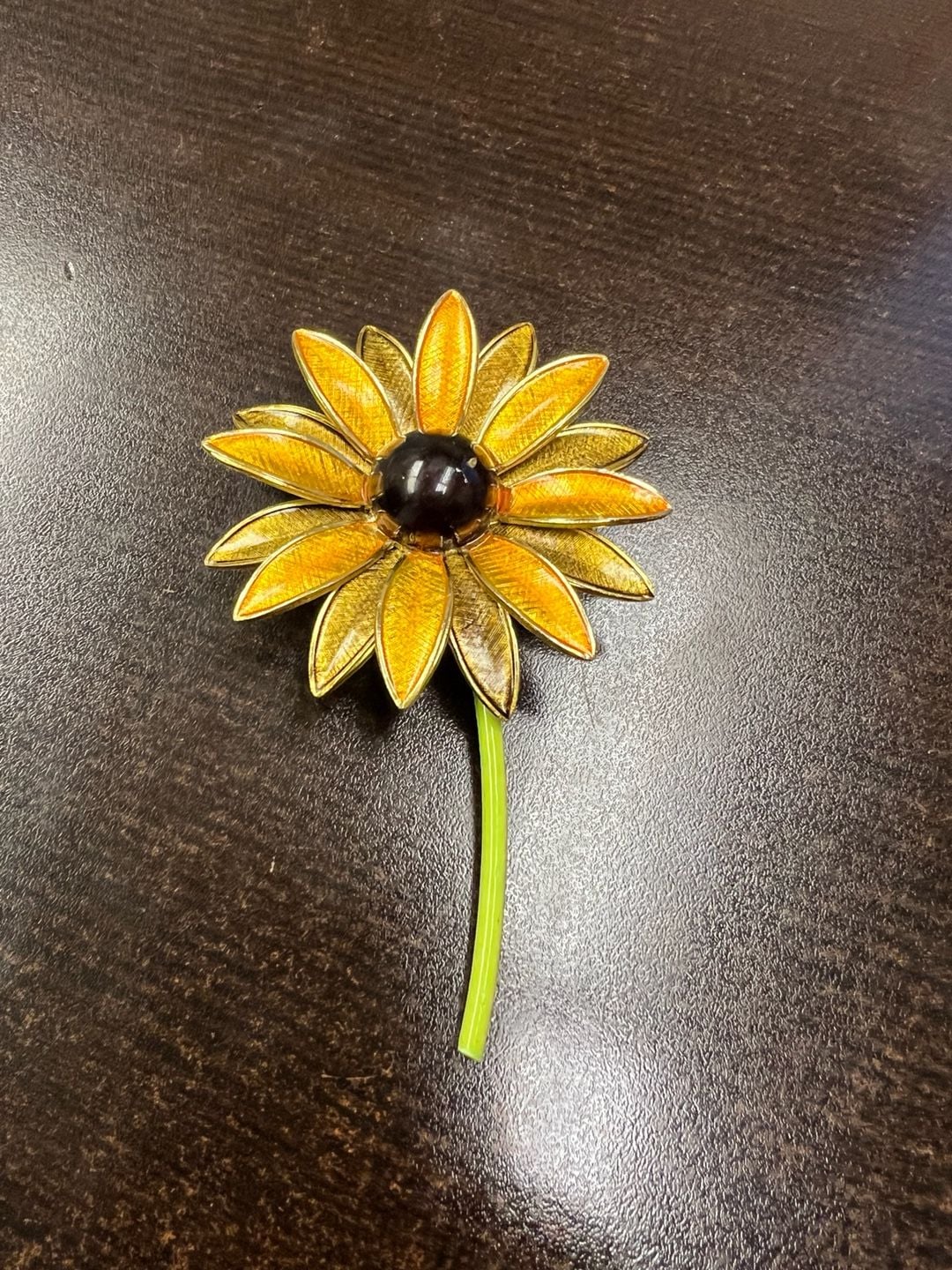 Vintage Enamel Flower Pin or Brooch, Sunflower, Brown Eyed Susan Made in Germany 2