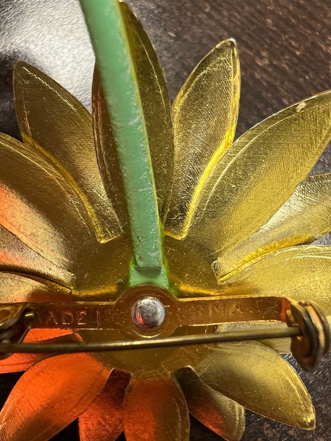 Vintage Enamel Flower Pin or Brooch, Sunflower, Brown Eyed Susan Made in Germany 5