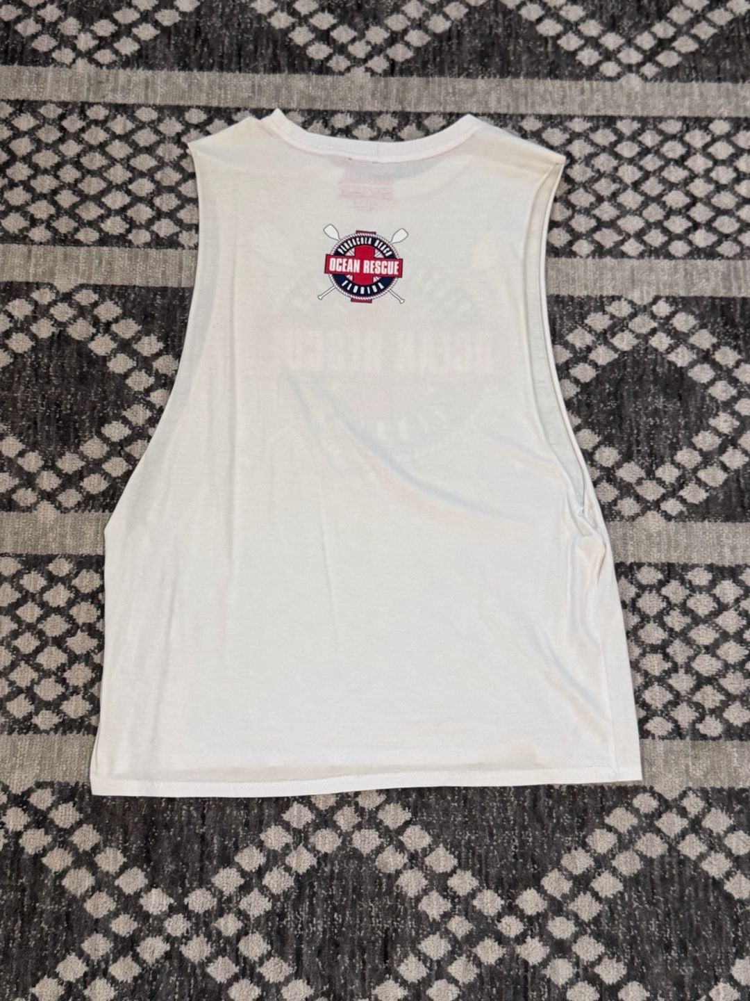 Ocean Patrol Pensacola Beach Ocean Rescue Muscle Tank Top White Medium 3