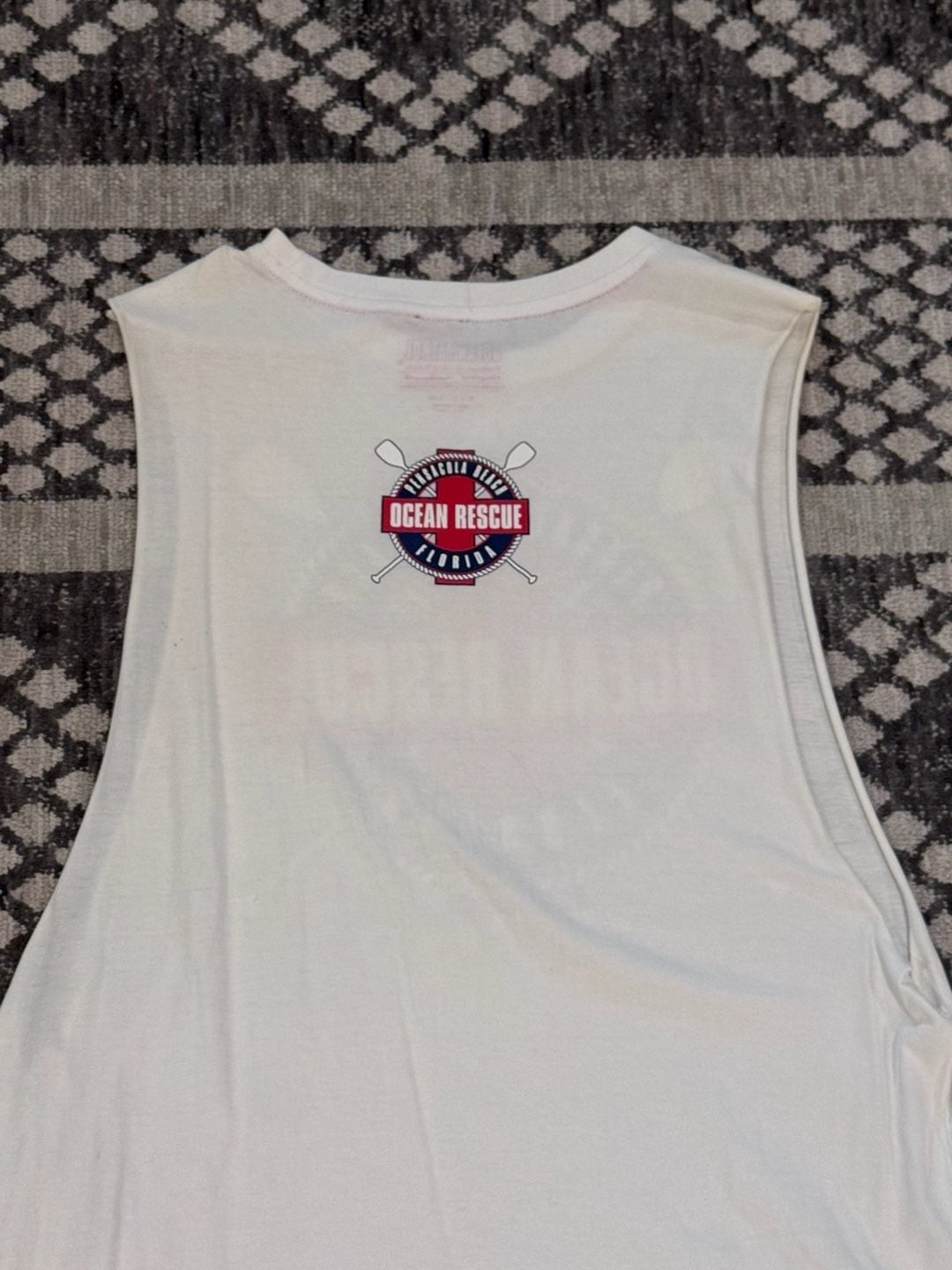 Ocean Patrol Pensacola Beach Ocean Rescue Muscle Tank Top White Medium 6