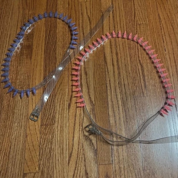Couch uk pvc uv reactive purple and pink spiked belts (130 EACH!!)(DM WHAT ONE U WANT)