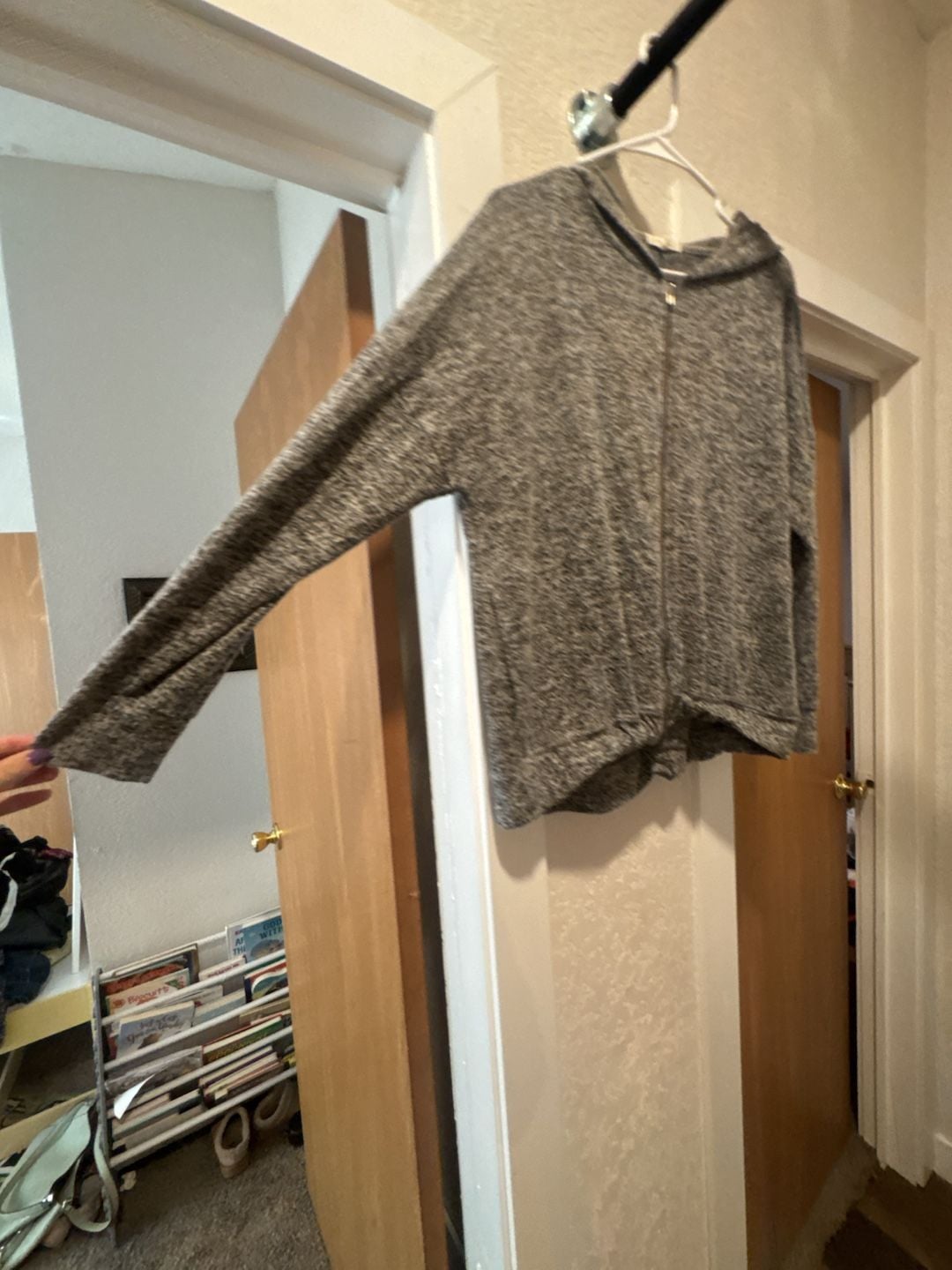 Maurices Full Zip Hoodie Size M Gray Marled Lightweight Jacket 5