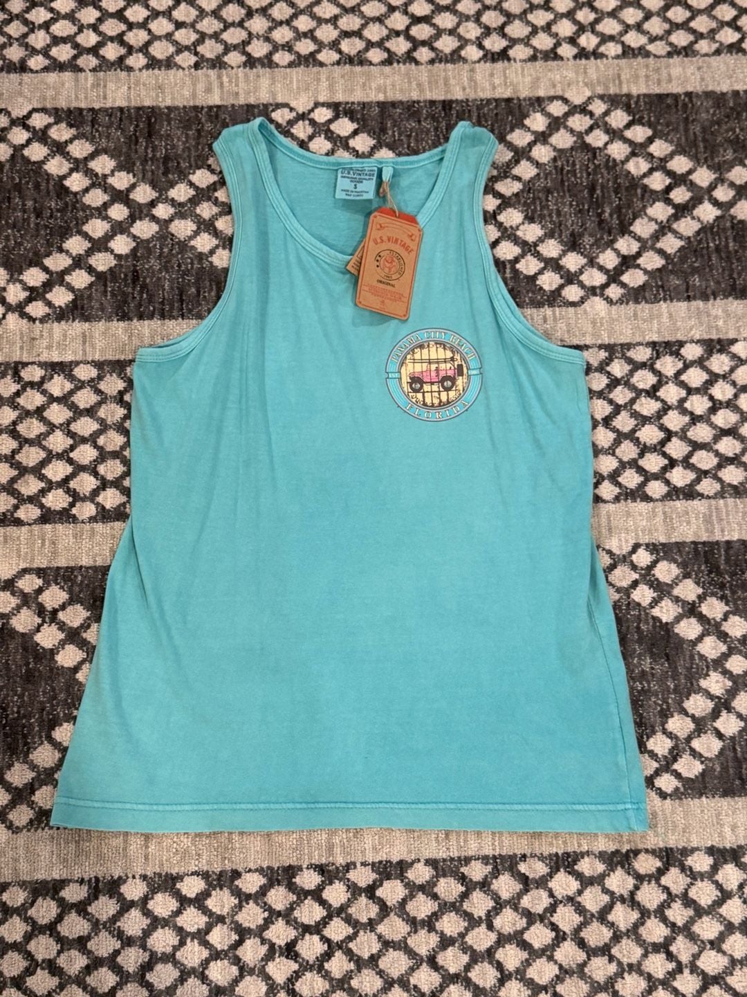 U.S. Vintage Panama City Beach Florida Tank Top Size S Chalky Mint 2