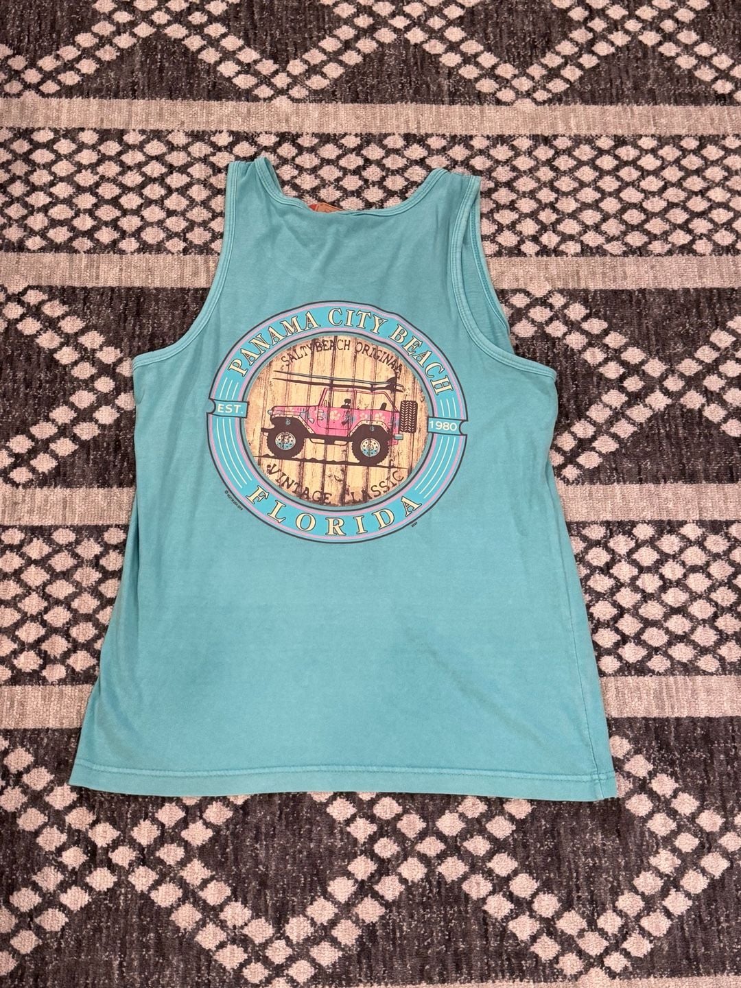 U.S. Vintage Panama City Beach Florida Tank Top Size S Chalky Mint 3