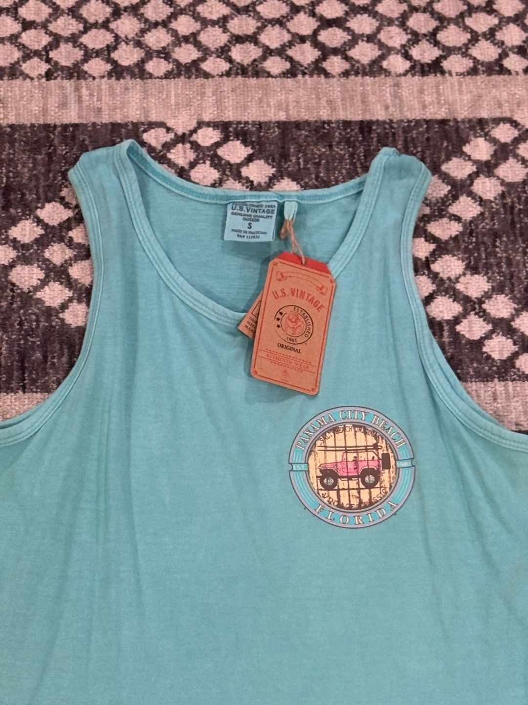 U.S. Vintage Panama City Beach Florida Tank Top Size S Chalky Mint 4