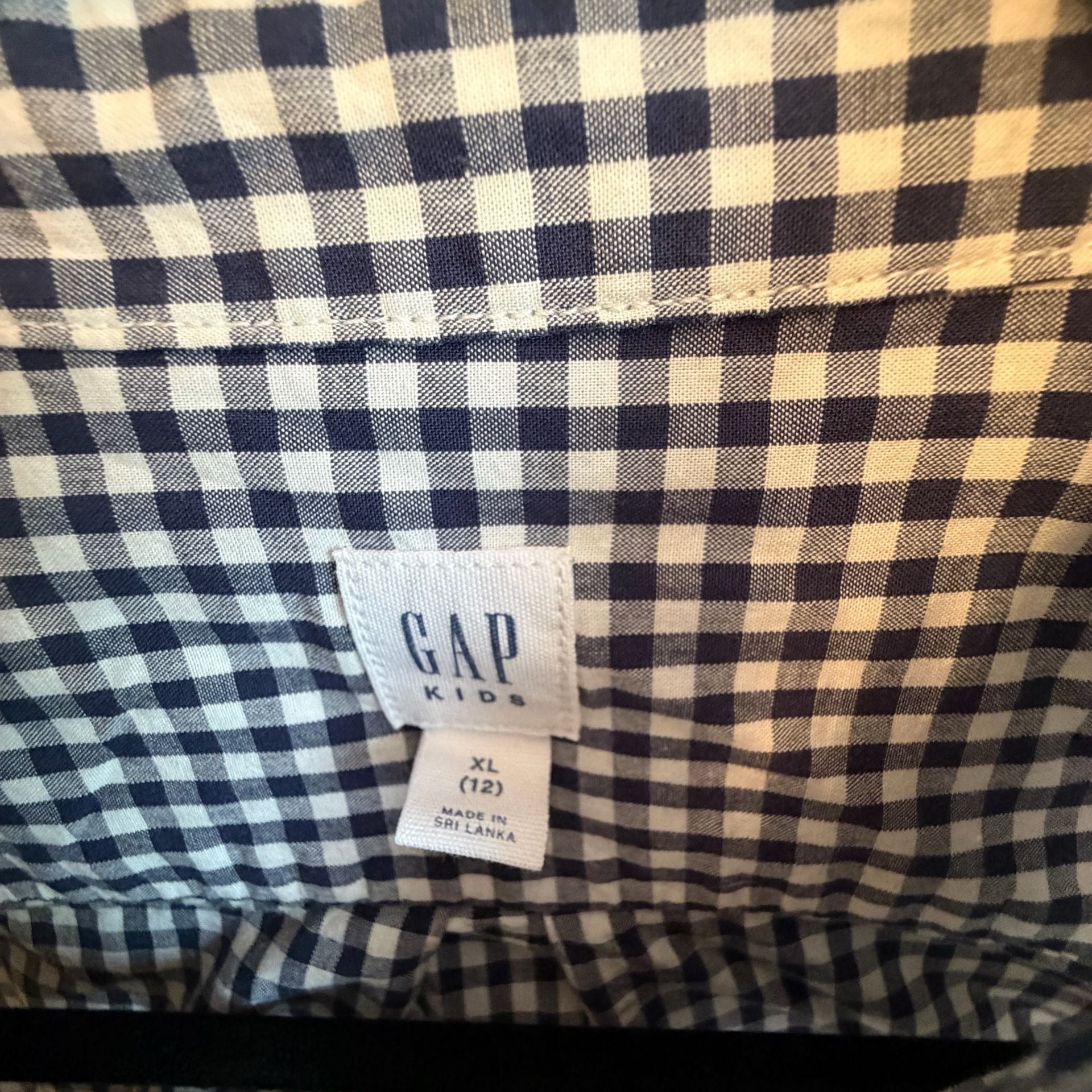 Gap Kids Button-Down Shirt Size XL (12) Blue Navy White Gingham Check 4