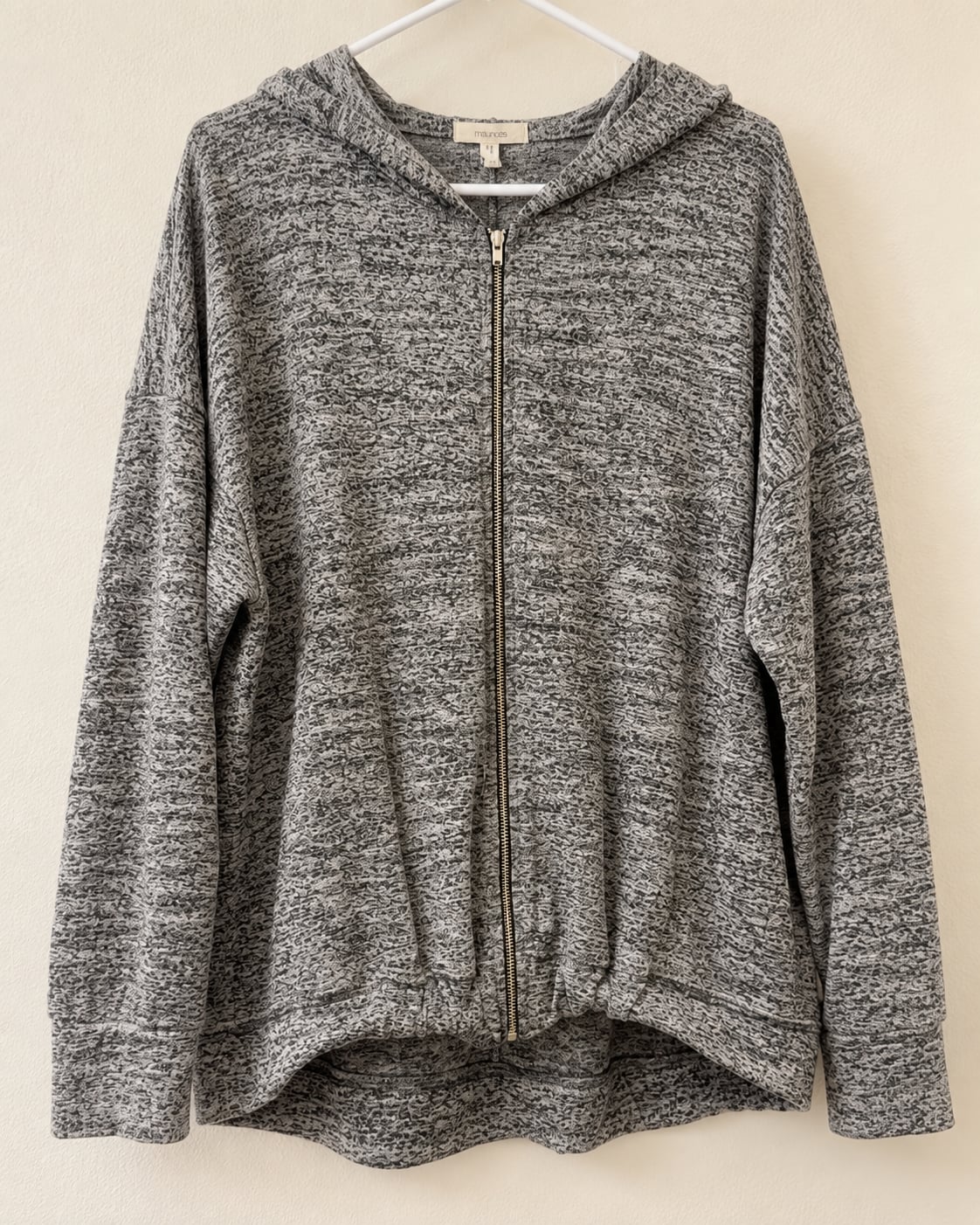 Maurices Full Zip Hoodie Size M Gray Marled Lightweight Jacket 2